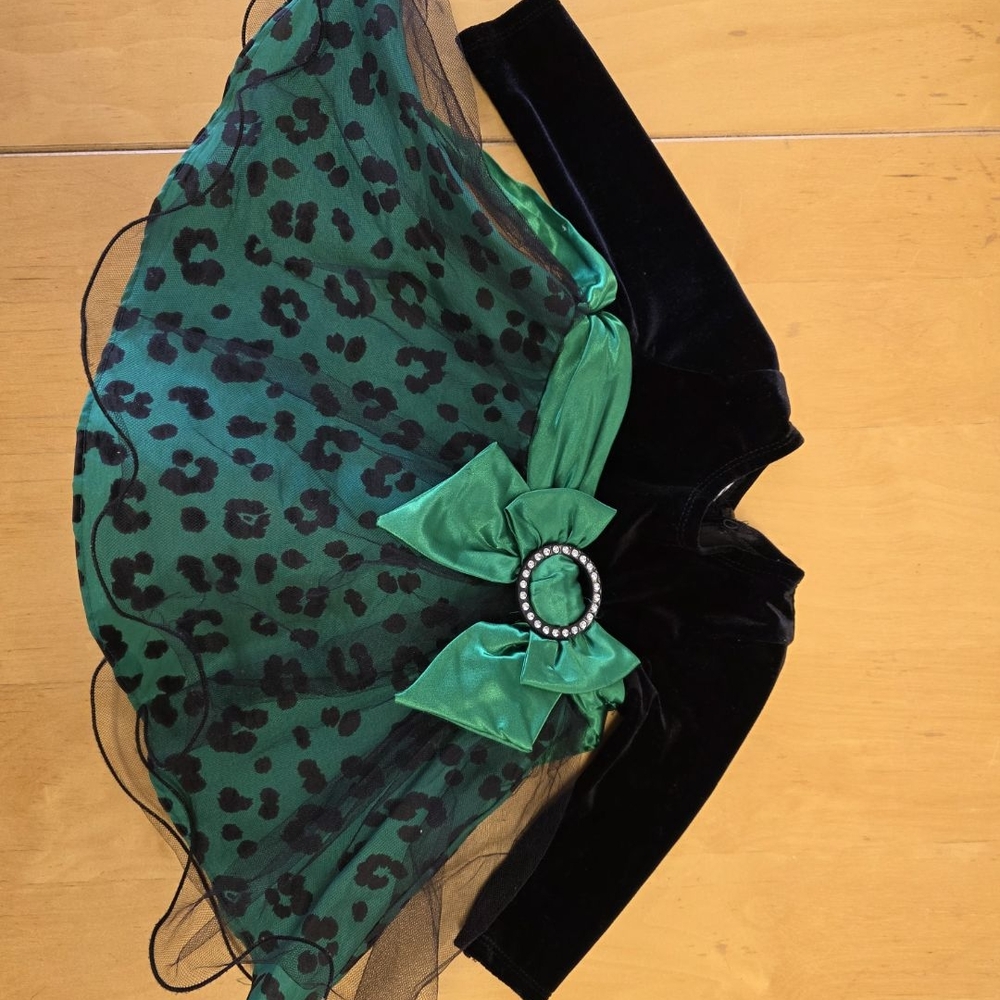 Bonnie Baby Black and Green Leopard Print Dress